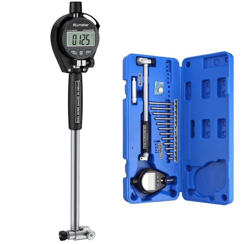 ALLmeter Store Digital Bore Gauge 50-160mm (2-6") - 0.01mm Precision Internal Diameter Measuring Tool with 12 Probes & Case for Engine Cylinders, Automotive and Machining - Image 1